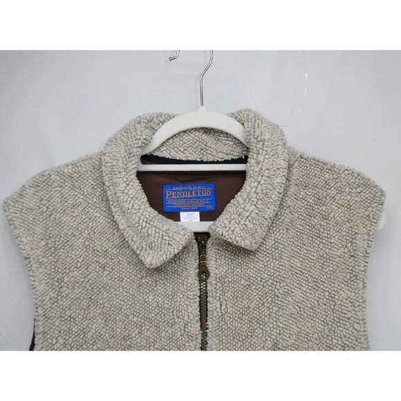 Vintage Pendleton Sherpa Vest Size S Tan Brown Full Zip Made in USA - Picture 5 of 14